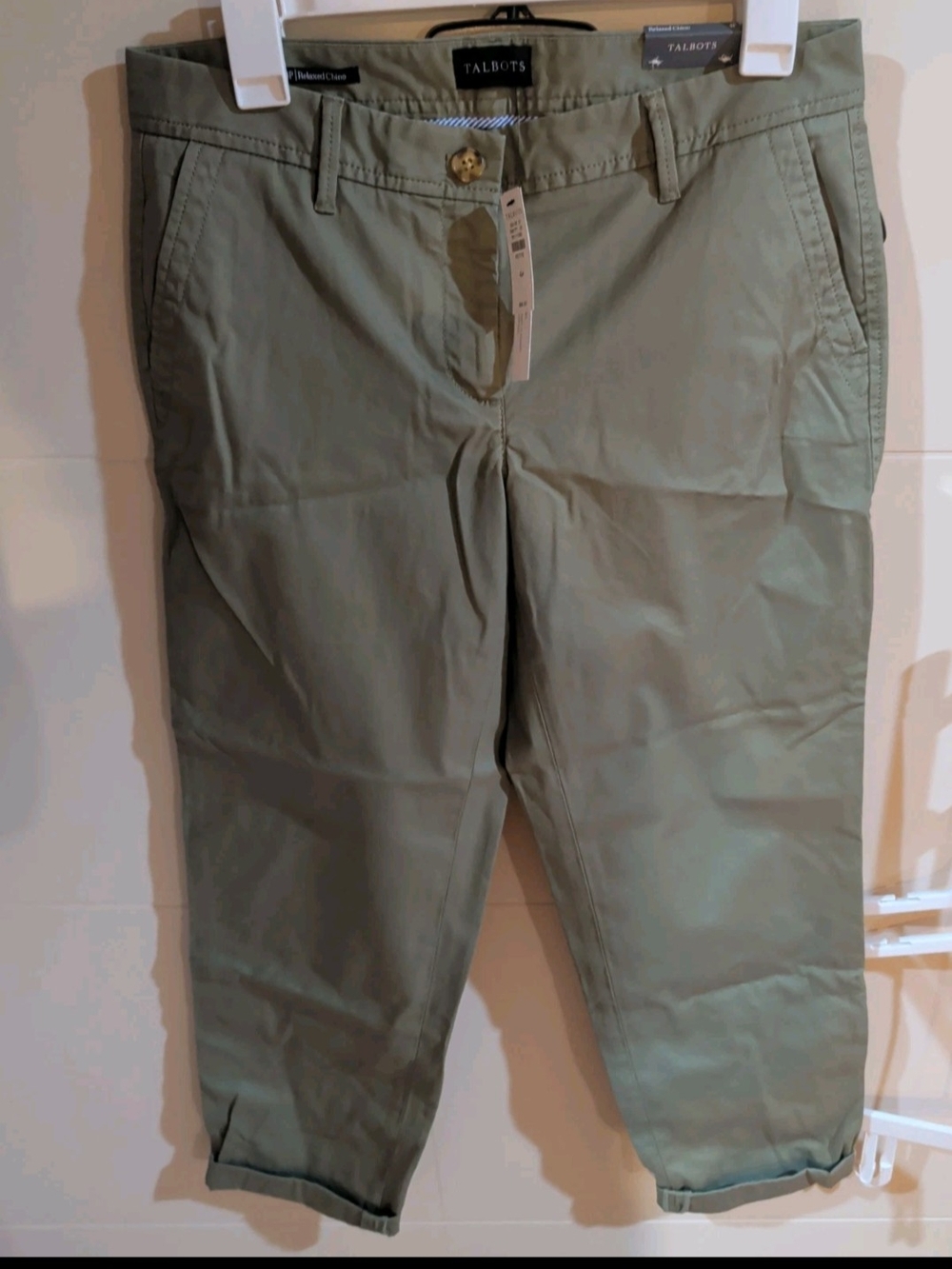 Talbots Relaxed Fit Chino Pants In Green Size 4P Petite NWT